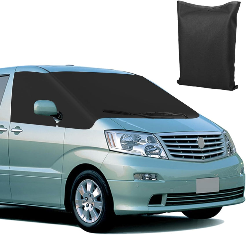 Front Windscreen Wrap Cover Compatible with Ford Transit Connect 2012-2021 Luxury Upgrade Silver Front Screen Window Sunshades 100% Black Out, Block UV, Weatherproof Foldable Car Windshield Cover