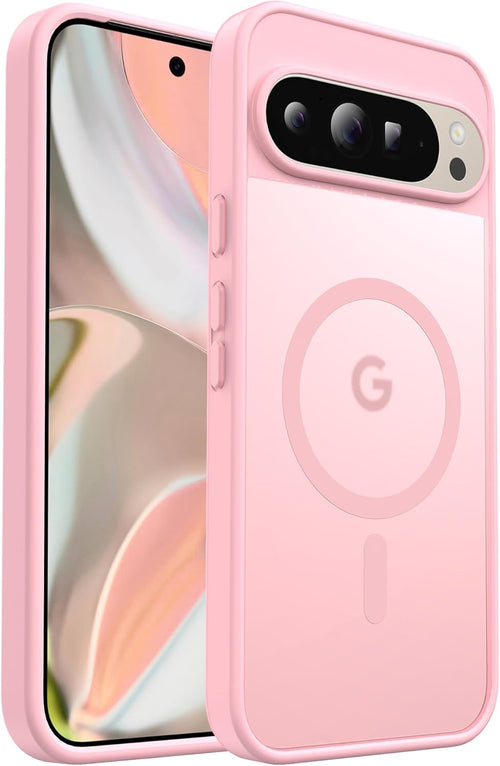 for Google Pixel 9 Pro XL Case, Compatible with MagSafe, Military-Grade Protection, Slim Translucent Matte Skin Feeling Back Cover, Anti-Scratch Shockproof Phone Case for Pixel 9 Pro XL (Pink)