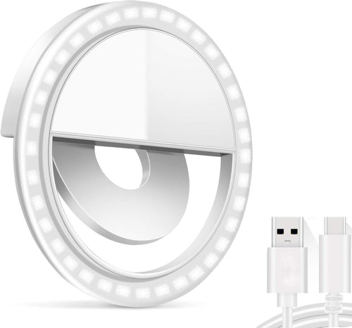Selfie Ring Light, 36 LED Ring Light Clip on Phone Camera,[3 Light Level] [Rechargeable], Adjustable Brightness Selfie Circle Light for iPhones,Laptop, iPad, Photography, Webcast (USB Charge)