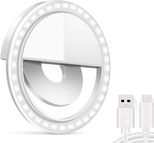 Selfie Ring Light, 36 LED Ring Light Clip on Phone Camera,[3 Light Level] [Rechargeable], Adjustable Brightness Selfie Circle Light for iPhones,Laptop, iPad, Photography, Webcast (USB Charge)