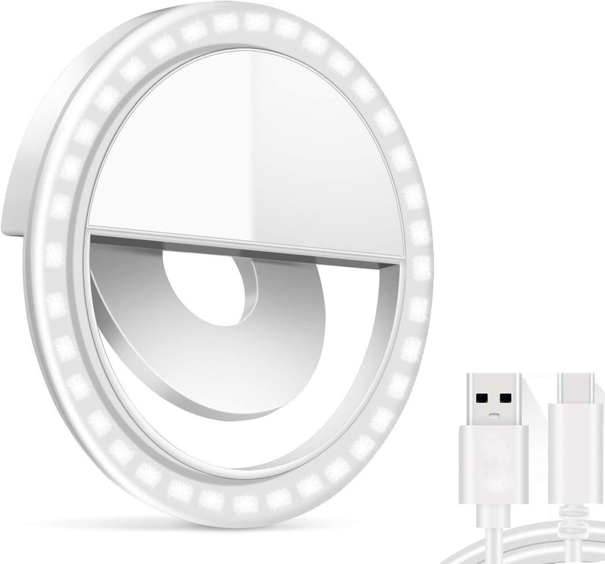 Selfie Ring Light, 36 LED Ring Light Clip on Phone Camera,[3 Light Level] [Rechargeable], Adjustable Brightness Selfie Circle Light for iPhones,Laptop, iPad, Photography, Webcast (USB Charge)