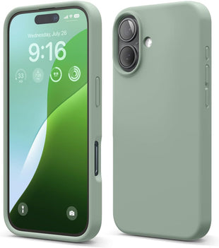 elago Compatible with iPhone 16 Case, Premium Liquid Silicone Case, Full Body Protective Cover, Shockproof, Slim Phone Case, Anti-Scratch Soft Microfiber Lining, 6.1 inch (Khaki Green)