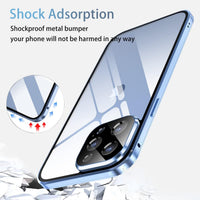 TOPF&B Privacy Case for iPhone 15 Plus,Magnetic Cover Built-in Privacy Screen Protector and Camera Protector,360 Degree Full Cover Metal Bumper Case for iPhone 15 Plus,Blue