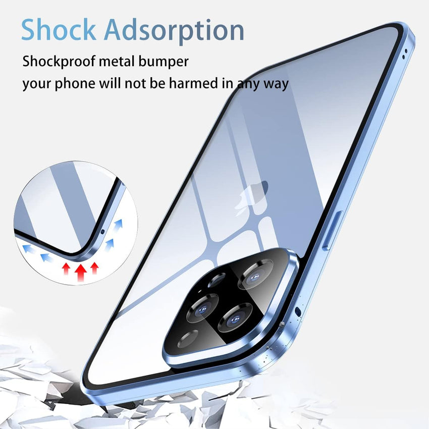 TOPF&B Privacy Case for iPhone 15 Plus,Magnetic Cover Built-in Privacy Screen Protector and Camera Protector,360 Degree Full Cover Metal Bumper Case for iPhone 15 Plus,Blue
