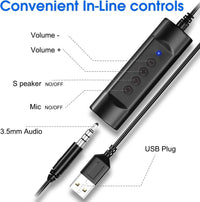 USB Headset with Microphone for PC Laptop, Adjustable Noise Cancelling Business Office Headsets, 2.5M Length Headphones with In-Line Control