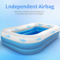 GALAXYER Inflatable Paddling Pool with Cartoon Prints, 3 Rings Large Rectangular Family Swimming Center for Kids Toddlers Adult, Indoor Outdoor Garden Swimming Pool, 205 Ãâ 125 Ãâ 50 CM