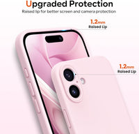 ACRONIX Compatible with iPhone 16 Case 6.1", with 1 x Screen Protector, Liquid Silicone Case Comprehensive Protection Cover Slim Shockproof Gel Rubber Phone Case for iPhone 16 6.1inch-Pink