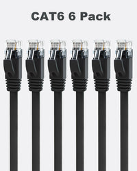 Yauhody CAT6 Ethernet Cable - 1m Black Pack of 6, High Speed Gigabit Internet LAN Patch Cable for TV, Gaming, Router