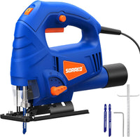 SORAKO 600W Corded Jigsaw for Wood & Metal | 800-3000SPM Electric Jigsaw with 6 Speeds + 3 Orbital Settings | 45ÃÂ° Bevel Cutting, 60mm Wood Cutting Depth