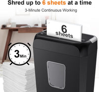 Bonsaii 6 Sheet Cross Cut Paper Shredder, Compact Shredder for Home & Small Office Use, Shreds Credit Cards, Staples, and Clips, Portable Handle Design, 13L Bin (C237-B Upgrade Version)