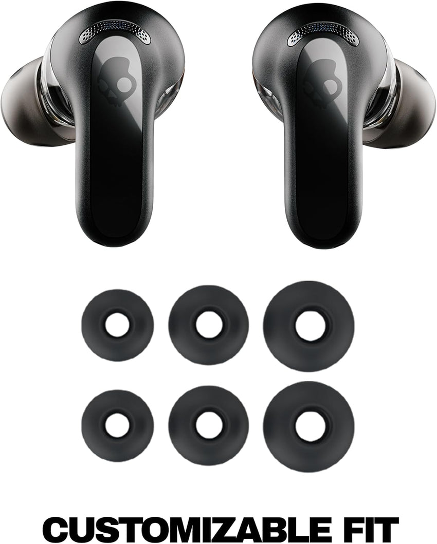 Skullcandy Rail ANC Wireless Earbuds, Bluetooth Headphones, Active Noise Cancelling, Up to 38 Hours Battery, Microphone for iPhone Android, Customizable via Skull-iQ App - True Black