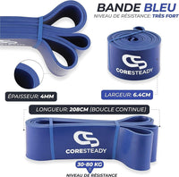 Coresteady Pull Up Bands & Resistance Bands - Rubber Heavy Duty Elastic Loop Band for Men & Women - Build Fit Power & Muscle - Training, Fitness Assist Pull Ups & Gym Exercise - Blue, 30-80kg