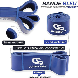 Coresteady Pull Up Bands & Resistance Bands - Rubber Heavy Duty Elastic Loop Band for Men & Women - Build Fit Power & Muscle - Training, Fitness Assist Pull Ups & Gym Exercise - Blue, 30-80kg