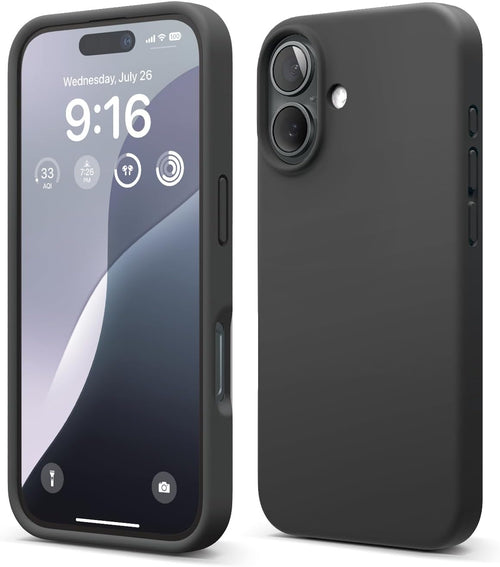 elago Compatible with iPhone 16 Case, Premium Liquid Silicone Case, Full Body Protective Cover, Shockproof, Slim Phone Case, Anti-Scratch Soft Microfiber Lining, 6.1 inch (Black)