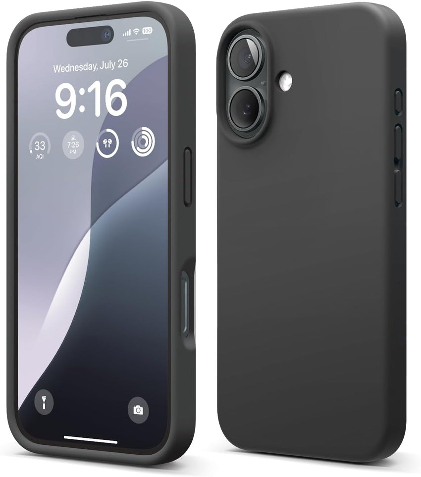 elago Compatible with iPhone 16 Case, Premium Liquid Silicone Case, Full Body Protective Cover, Shockproof, Slim Phone Case, Anti-Scratch Soft Microfiber Lining, 6.1 inch (Black)