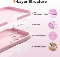 ACRONIX Compatible with iPhone 16 Case 6.1", with 1 x Screen Protector, Liquid Silicone Case Comprehensive Protection Cover Slim Shockproof Gel Rubber Phone Case for iPhone 16 6.1inch-Pink