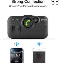 SUNITEC Hands Free Car Phone Kit Bluetooth 5.1, AUTO Power ON, Support Siri Assistant, Voice Guidance, 3W Speaker, Bluetooth Car Phone Hands Free Kit with Visor Clip-BC980P