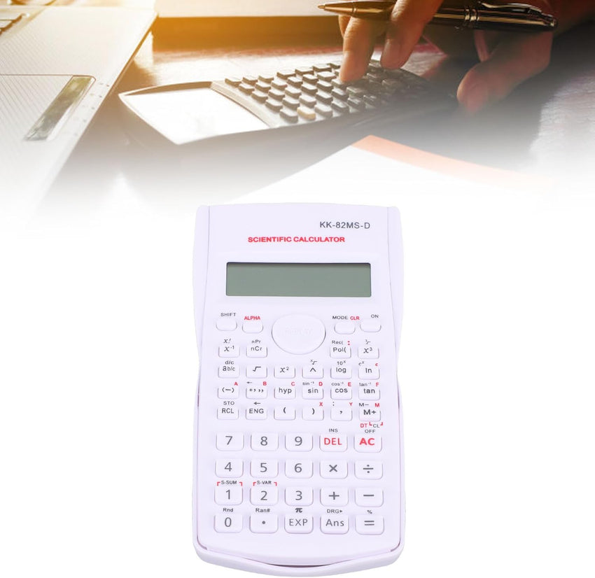 Scientific Calculator, 12 Digit 240 Functions Office Calculator, Multifunction Large Display Students Calculator with Sliding Hard Cover (White)