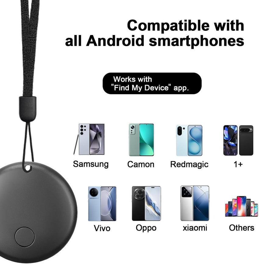 [Android Systems, High Accuracy] Anti-Lost Tag, Small Smart Tag, Android Tracker, Compatible with âFind My Deviceâ App (AndroidOnly) for Keys, Wallet, Luggage (Black-1)