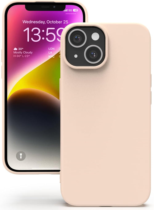 YATWIN Silicone Case for iPhone 13, Soft-Touch, Shockproof, DustProof, Antiskid Full Body Armour Phone Cover for Apple iPhone 13 - Light Pink