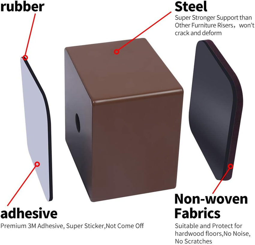 Furniture Risers Heavy Duty 2" Lift Supports 20,000 lbs â Square Brown