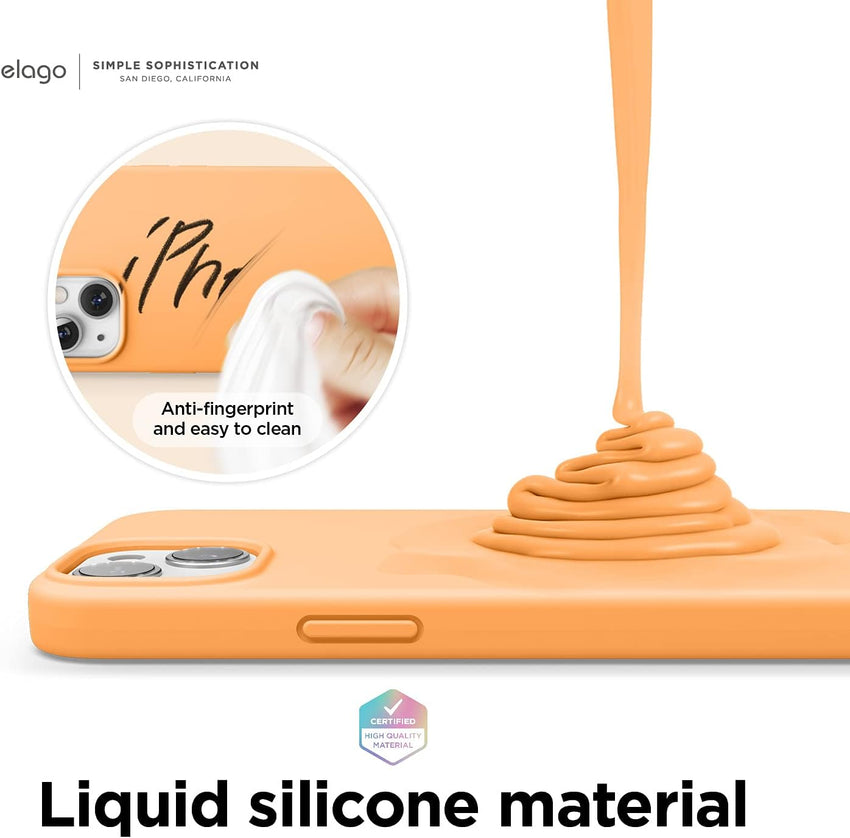 elago Liquid Silicone Case Compatible with iPhone 13 Case (6.1"), Premium Silicone, Full Body Protection - 3 Layer Shockproof Phone Cover, Anti-Scratch Soft Microfiber Lining (Orange)