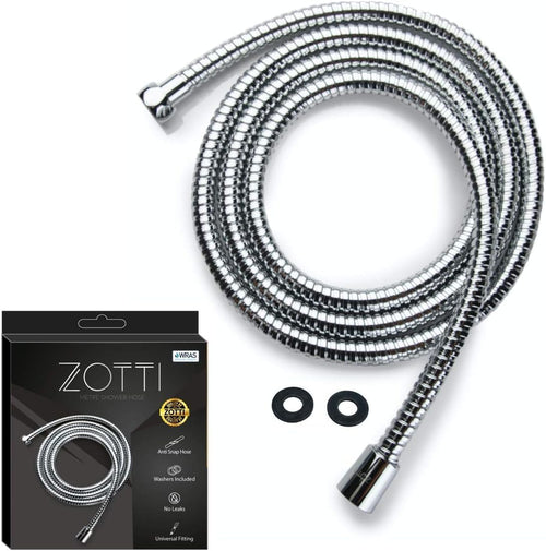 Zotti 1.5m Shower Hose | Stainless Steel Replacement Shower Hose | Leakproof and Anti-Kink | Universal Standard Fitting | High Pressure Resistance | Easy DIY Replacement | Includes 2 Washers
