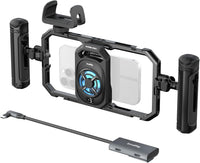 SMALLRIG Phone Cage Kit Dual Handle 15W Active Cooler 4âinâ1 USBâC Hub Power Bank Holder â Universal