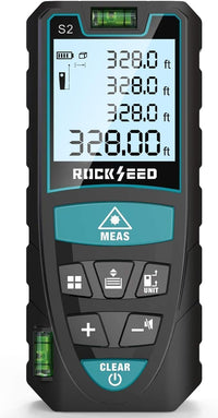 Laser Measure 50M/165ft,RockSeed Digital Laser Distance Meter with 2 Bubble Levels,Portable Laser Rangefinder M/in/Ft Unit Switching Backlit LCD and Measuring Distance/Area/Volume/Pythagorean