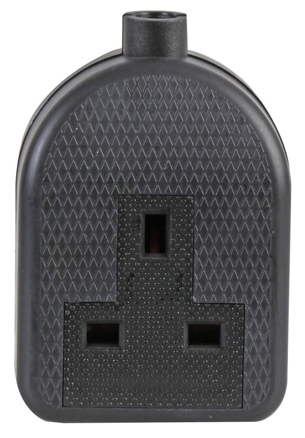 Pro Elec 1-Gang Rubber Trailing Socket 13A UK Plug â Black PELB1578