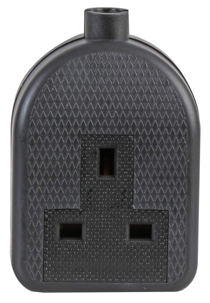 Pro Elec 1-Gang Rubber Trailing Socket 13A UK Plug â Black PELB1578