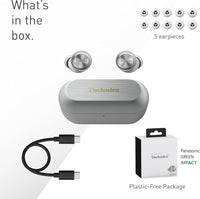 Technics EAH-AZ100E-S Wireless Earbuds with Noise Cancelling, Multipoint Bluetooth, Voice Focus AI, Comfortable In-Ear Headphones, Silver