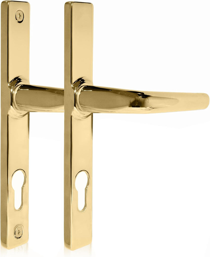 Door Handle Replacement UPVC Front Door Handle Compatible with GU Ferco Locking System Polished Brass PZ 70mm â 205mm