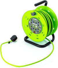 STATUS 4 Socket Cable Reel, 25m, Green, 13 Amp, Thermal Cut Out, Heavy Duty, Outdoor Extension Lead, Ideal for Garden, Workshop, DIY, Power Tools (S25M13ACR2)
