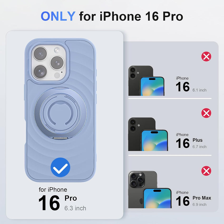 Mowei Compatible with Phone 16 Pro Case, Magnetic AntSlip Added Grip Military-Grade Drop Protection, AntFingerprint Phone Case for Phone 16 Pro 6.3-inch (2024)-Blue Linen