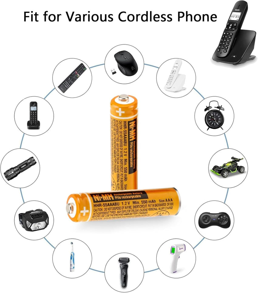 JAPUSOON 4 Pack NI-MH Rechargeable Battery Panasonic HHR-55AAABU 1.2V 550mAh AAA Rechargeable Batteries Cordless Phones
