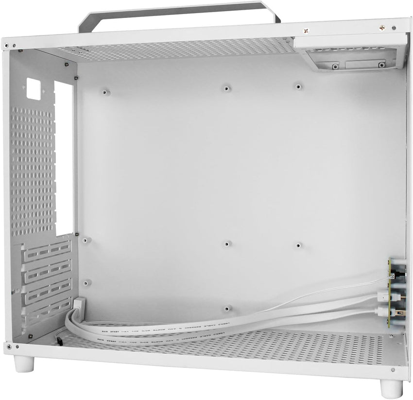 ALAMENGDA V500 Mini Portable M-ATX/ITX Computer Case, Mini-Tower CASE, Full Side Acrylic Transparent DIY Desktop Case with Handle, Support 320MM GPU Size (White-2.0)