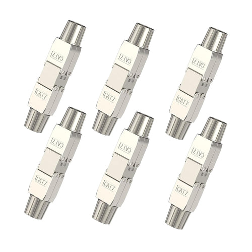 JAOGAUS RJ45 Coupler Shielded, Cat7 Connection Module - LSA connector Adapter Shielded 10Gbps- Cat7/Cat6a/Cat6 Ethernet Cables Coupling Repairing Shielded Network Extender (6pcs)