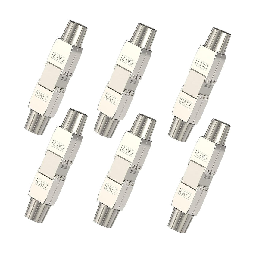 JAOGAUS RJ45 Coupler Shielded, Cat7 Connection Module - LSA connector Adapter Shielded 10Gbps- Cat7/Cat6a/Cat6 Ethernet Cables Coupling Repairing Shielded Network Extender (6pcs)