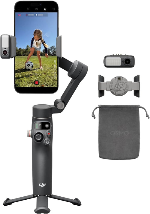 DJI Osmo Mobile 8 Gimbal Stabilizer for Phone, AI Native Tracking with Audio & Lighting, 360^0 Pan Rotation, Built-in Extension Rod & Tripod, 10h Battery, Extension Rod, Robust 3-Axis Stabilization