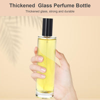 Omsscun 3Pcs Glass Perfume Spray Bottle 100ml, Empty Glass Perfume Atomiser, Small Clear Portable Perfume Refill Bottles for Travel, Holiday, Gifts (Gold, Silver and Black Caps)