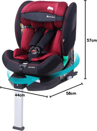 globalkids i-Size 360 Swivel Car Seat, Group 0+123 Car Seat with ISOFIX and Support Leg, ECE R129, 0-36 kg, 0-12years, 40cm-150cm, (Black Grey)