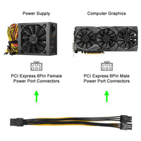 J&D [2-Pack] 6 Pin Female to Dual 6 Pin Male PCI Express (PCIe) Graphic Video Card Power Splitter Cable, 20cm