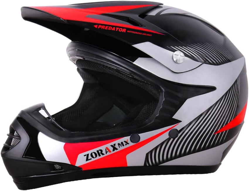 Kids Motocross Helmet Combo ECE 2206 Size M (51x52cm) Includes Gloves Goggles Red M