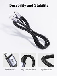 UGREEN USB C to USB-C Charger Cable 60W Type C to C Lead Fast Charging Compatible With iPhone Air/17/16 Pro Max, Galaxy S25 Ultra, Pixel 9, iPad Pro 2024/Air 5, MacBook Pro (2M)