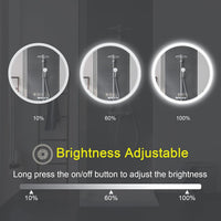 AI-LIGHTING 60cm Round Mirror with Lights Bathroom LED Circular Mirror Illuminated Anti-Fog Backlit Light Up Circle Mirror Touch Switch Color Change Demister IP44 Dimmable