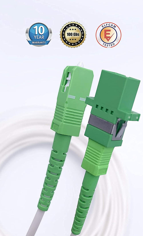 Elfcam(R) - Fiber Optic Singlemode SC/APC to SC/APC, Extending Fiber Optic Cable, Compatible with FTTH, White, 2m / 6.56ft