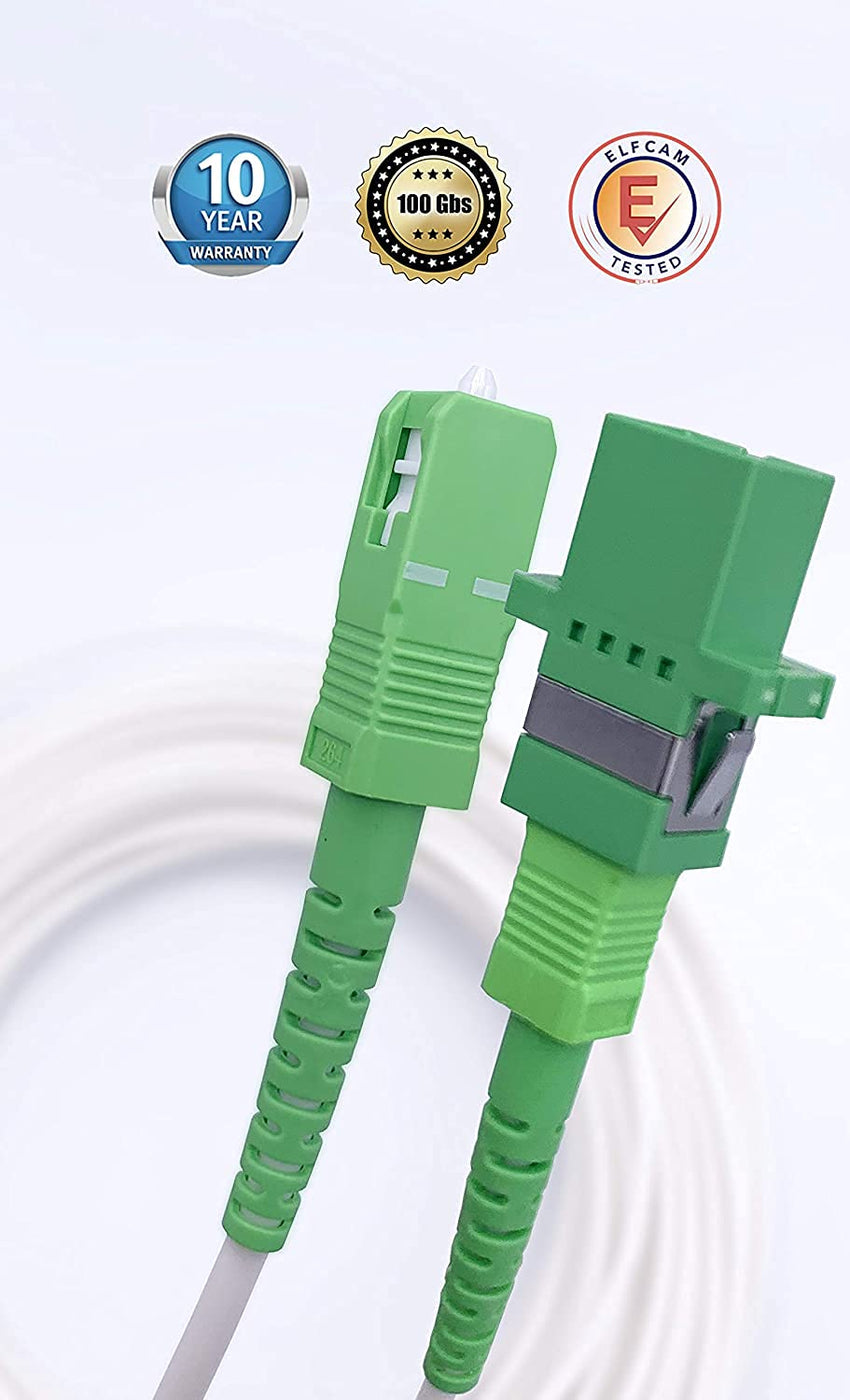 Elfcam(R) - Fiber Optic Singlemode SC/APC to SC/APC, Extending Fiber Optic Cable, Compatible with FTTH, White, 2m / 6.56ft