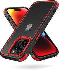 Mobnano for iPhone 14 Pro Max Crystal Clear Case, with Multicolor Protective Shockproof Bumpers, Not Yellowing Anti Scratch Transparent Hard PC Back & Soft Silicone TPU Frame Cover (Black/Red)
