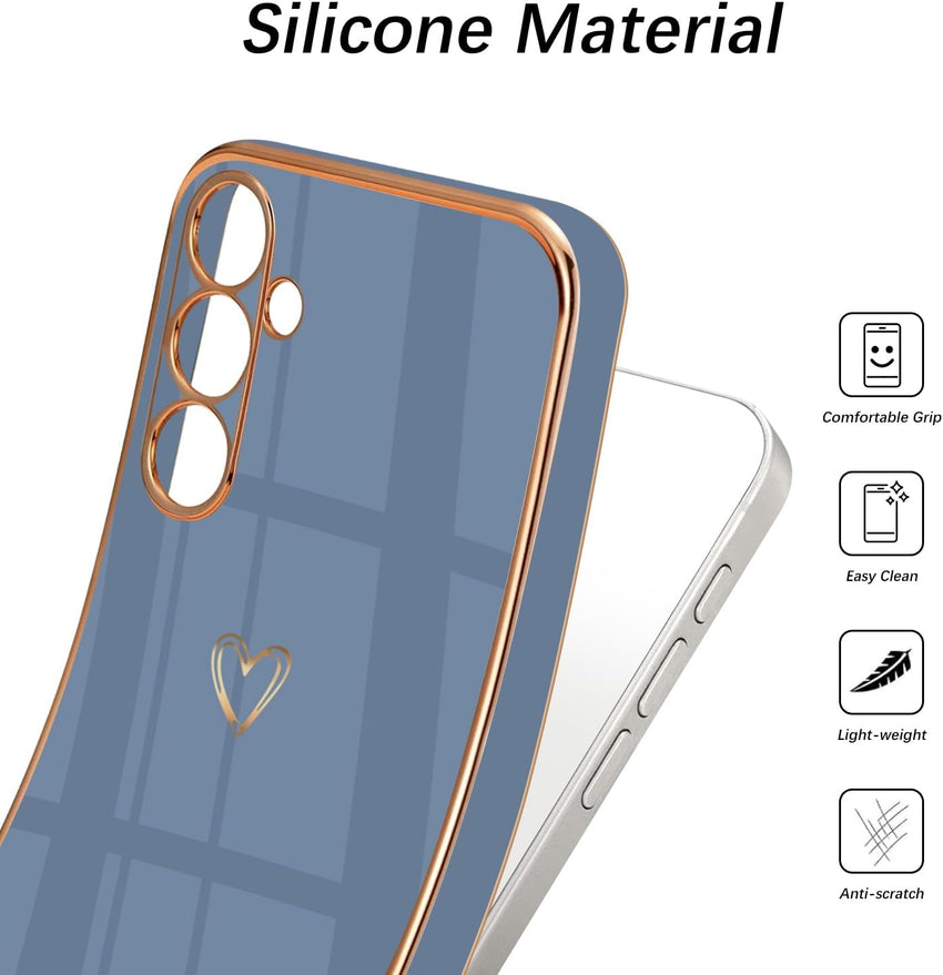 HopMore Case for Samsung Galaxy A16 4G / 5G Phone Case with Cute Heart Pattern Design, Soft Silicone Slim Phone Case for Samsung A16 Case, Flexible TPU Thin Shockproof Cover for Galaxy A16, Blue